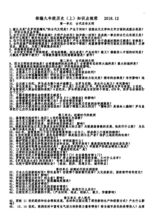 精编整理版九年级历史上册必背学习知识点