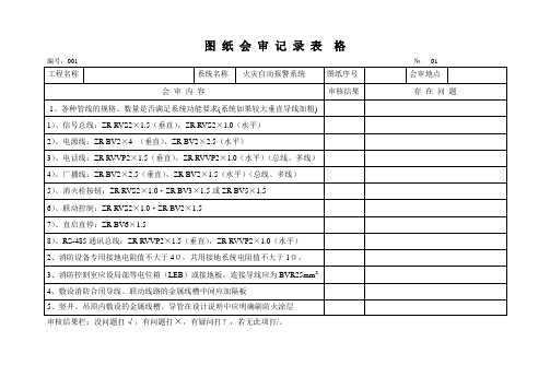 消防水电图 纸 会 审 记 录 表格
