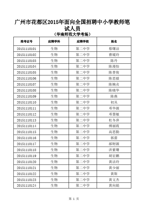 开招聘中小学教师笔试人员