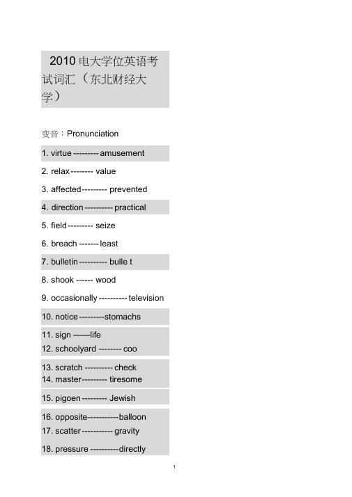 2019电大学位英语考试词汇(东北财经大学)(20200902003012)