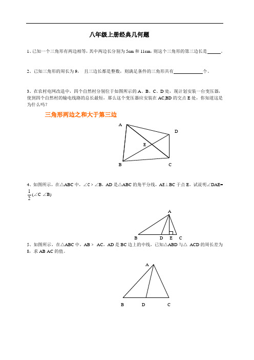 八年级的数学上册经典几何题集.doc