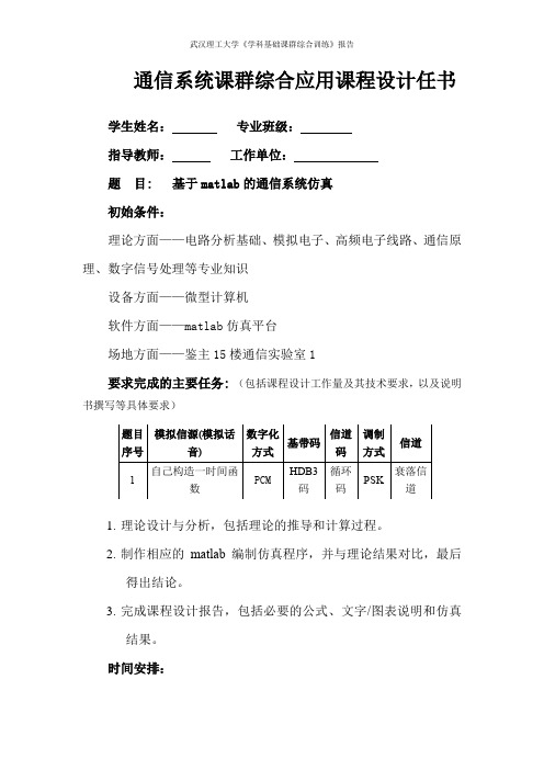 基于matlab的通信系统仿真