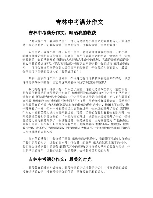 吉林中考满分作文