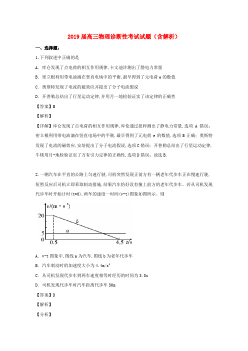 2019届高三物理诊断性考试试题(含解析)