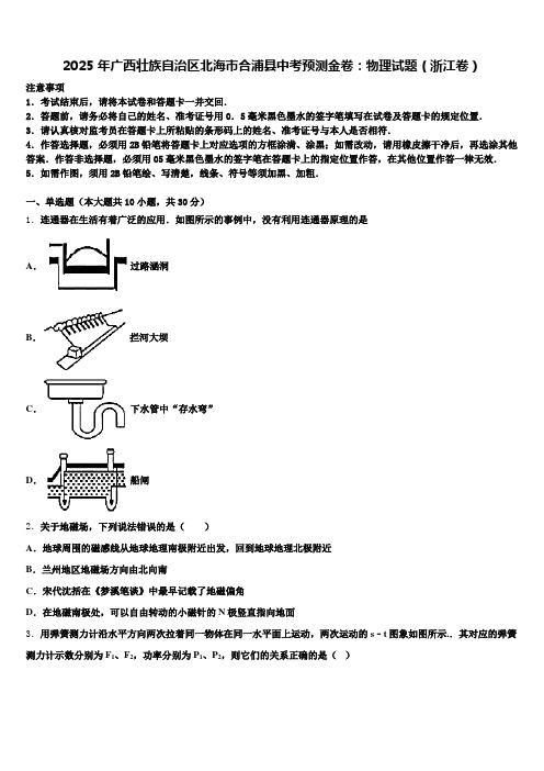 2025年广西壮族自治区北海市合浦县中考预测金卷：物理试题(浙江卷)含解析