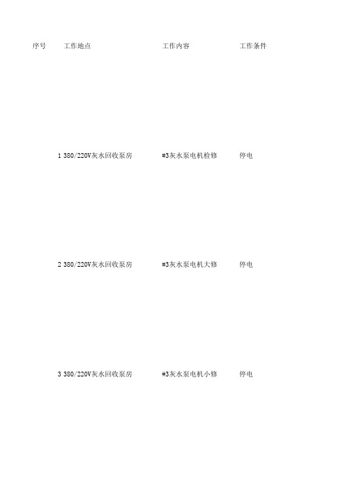 380V灰水回收泵房标准工作票