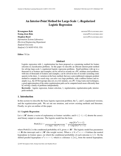 An interior-point method for large-scale l1-regularized logistic regression. Journal of Mac