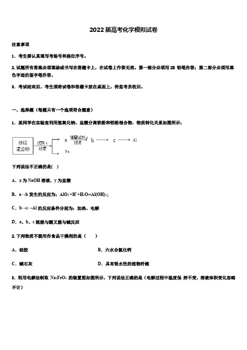 2022年北京市朝阳区人大附中高三第一次调研测试化学试卷(含答案解析)