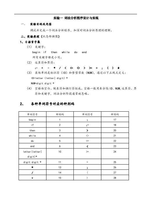 词法分析程序设计与实现