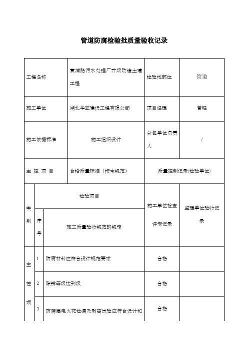 管道防腐检验批验收记录