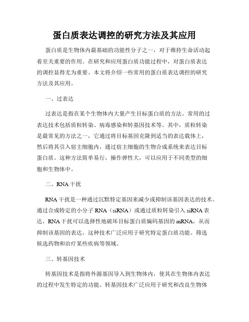 蛋白质表达调控的研究方法及其应用