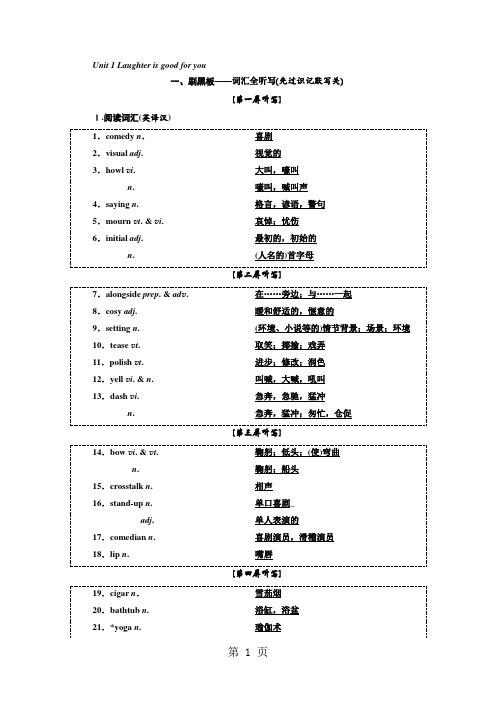 标题--2021-2021学年高中新创新一轮复习英语译林版：选修六 Unit 1 Laughter 