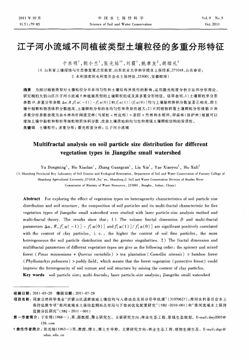 江子河小流域不同植被类型土壤粒径的多重分形特征