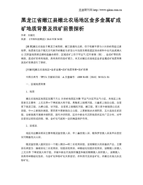 黑龙江省嫩江县嫩北农场地区金多金属矿成矿地质背景及找矿前景探析