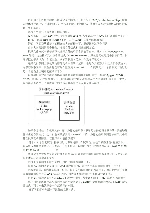 视频文件格式和视频编码方式区别