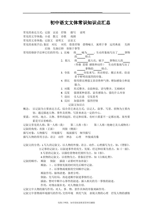 最新初中语文文体知识点汇总