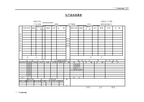 旧金山十一郎大数据公司生产成本核算表