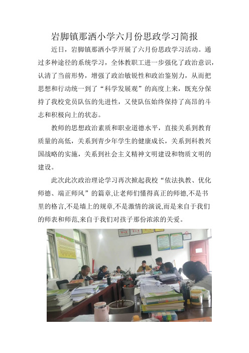 岩脚镇那洒小学六月份思政学习简报