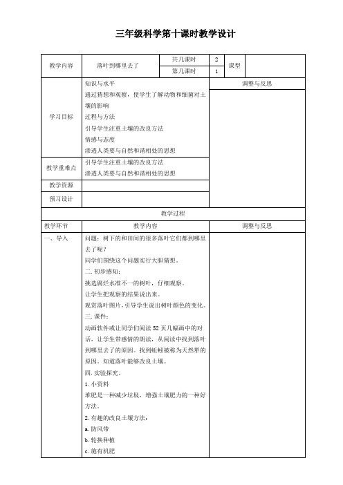 大象2001版小学科学三年级上《第五单元 蚯蚓小导游  4 落叶到哪里去了》优质课教学设计_1