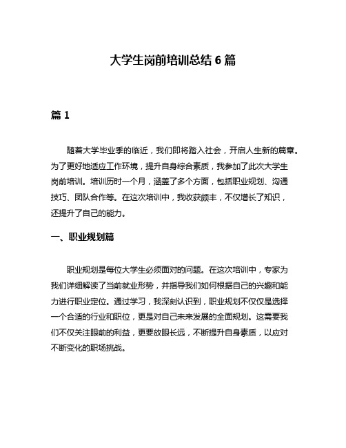 大学生岗前培训总结6篇