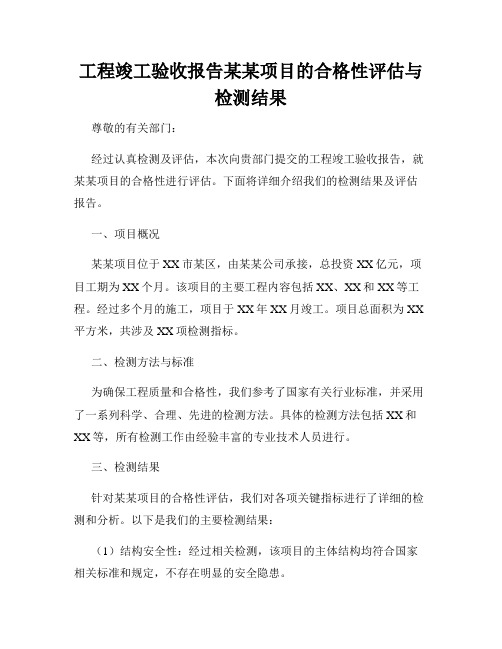 工程竣工验收报告某某项目的合格性评估与检测结果