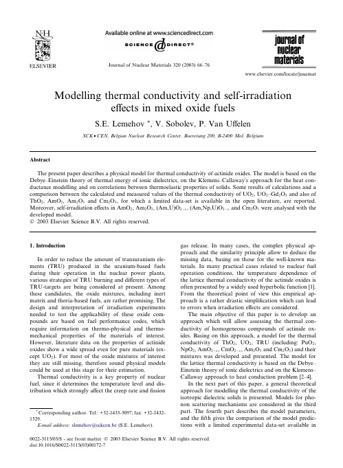 Modelling thermal conductivity and self-irradiation effects in mixed oxide fuels