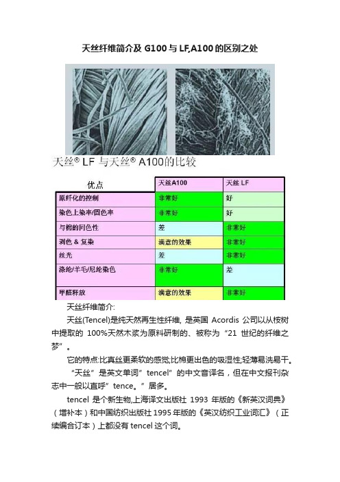 天丝纤维简介及G100与LF,A100的区别之处