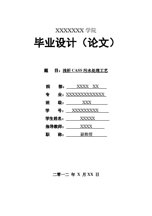 浅析CASS污水处理工艺