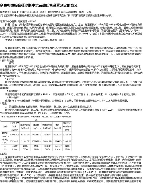 多囊卵巢综合征诊断中抗苗勒氏管激素测定的意义