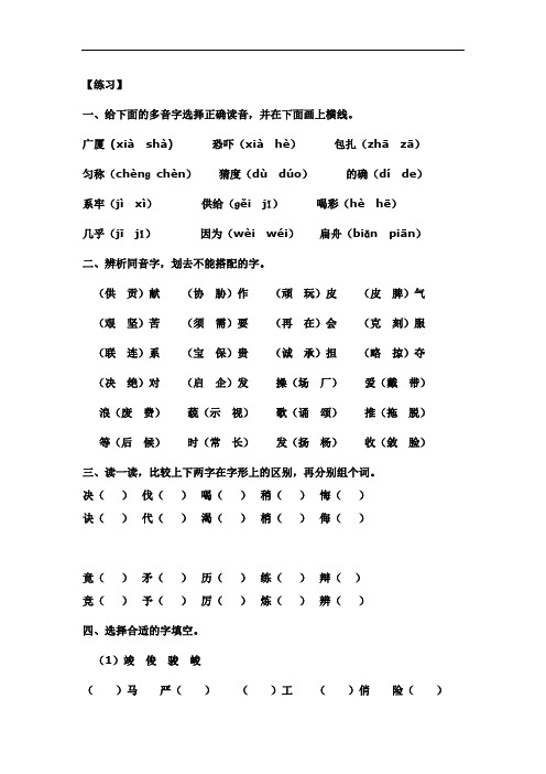 小升初语文专项训练   拼音与汉字专题专练