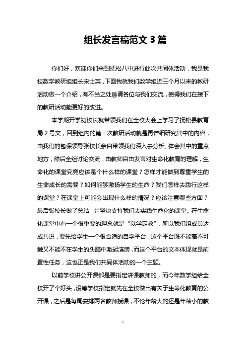 组长发言稿范文3篇