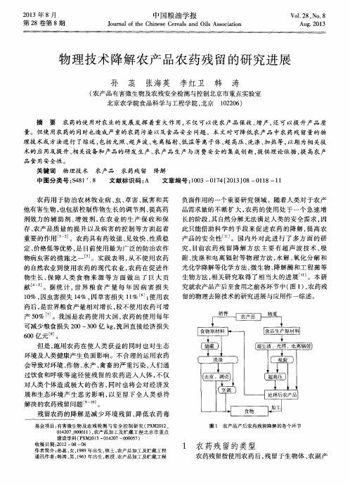 物理技术降解农产品农药残留的研究进展