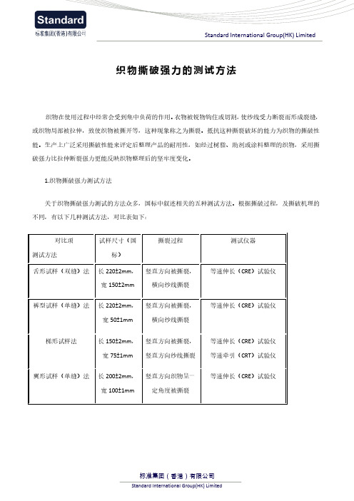 织物撕破强力的测试方法