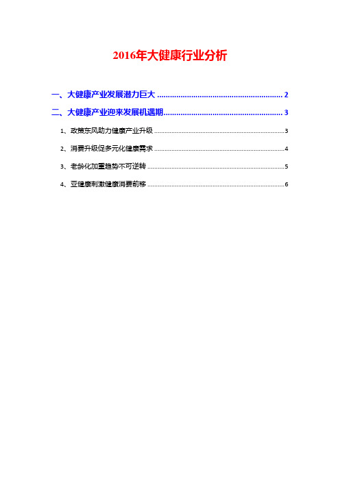 2016年大健康行业分析