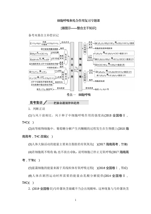 细胞呼吸与光合作用专题复习课