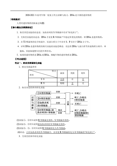 2020_2021年高考生物一轮复习考点讲解与练习下DNA是主要的遗传物质pdf含解析