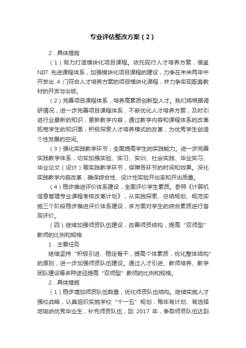 专业评估整改方案（2）