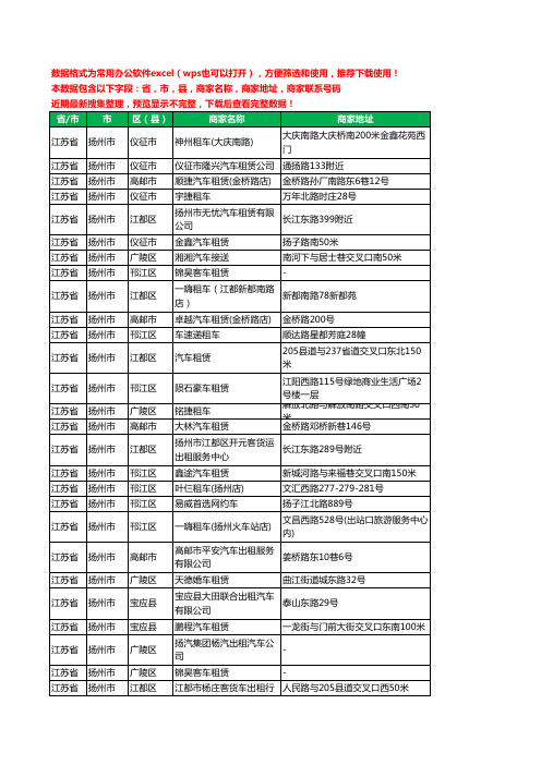 2020新版江苏省扬州市汽车租赁工商企业公司商家名录名单黄页联系电话号码地址大全105家