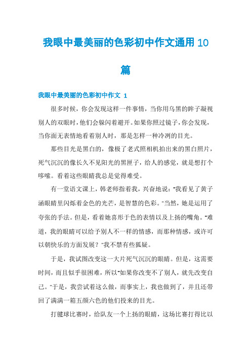 我眼中最美丽的色彩初中作文通用10篇