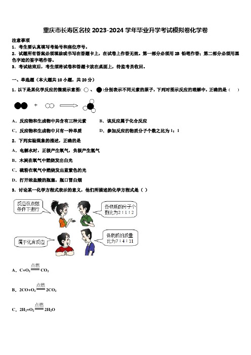 重庆市长寿区名校2023-2024学年毕业升学考试模拟卷化学卷含解析