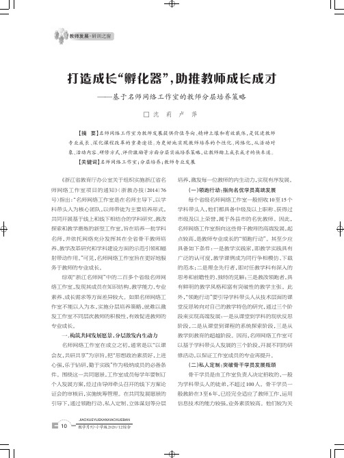 打造成长“孵化器”,助推教师成长成才——基于名师网络工作室的教师分层培养策略