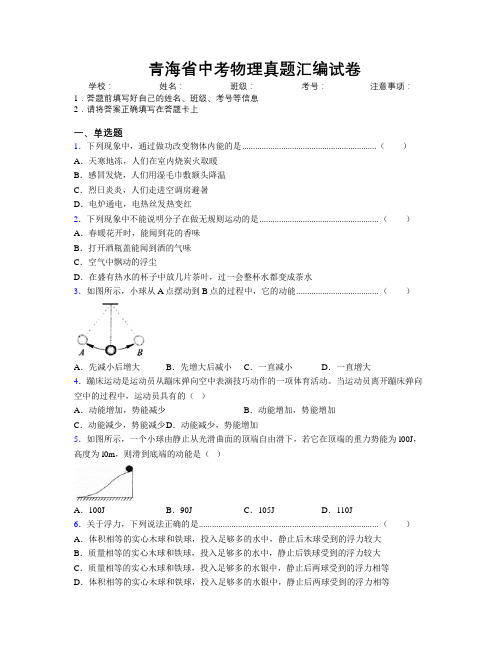 精编青海省中考物理真题汇编试卷附解析