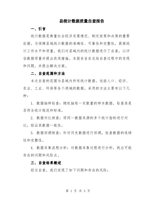 县统计数据质量自查报告