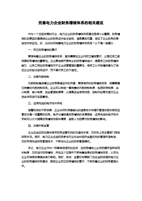 完善电力企业财务稽核体系的相关建议