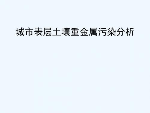 2011A题城市表层土壤重金属污染分析