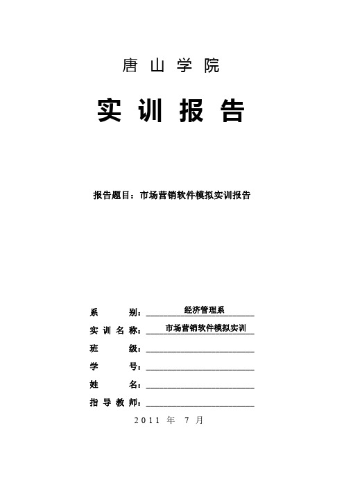 市场营销软件模拟实训报告