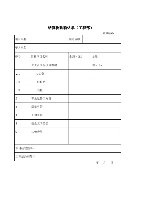 工程结算表