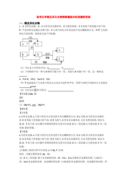 高考化学镁及其化合物推断题综合经典题附答案