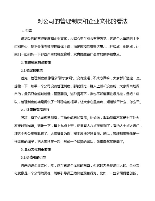 对公司的管理制度和企业文化的看法