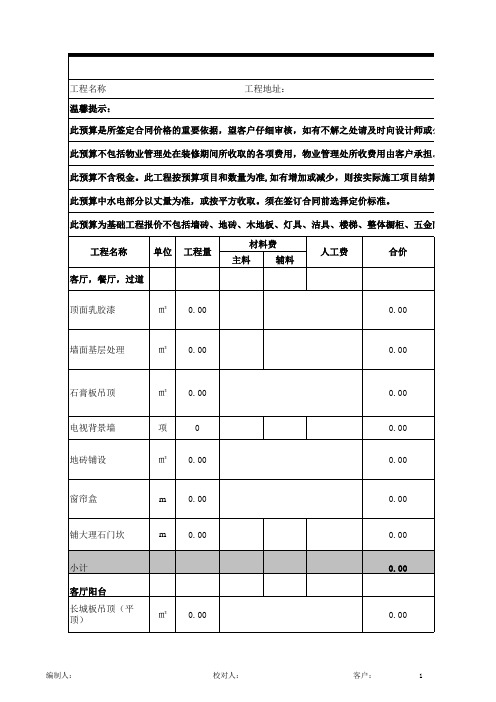 房屋装修预算表.xls